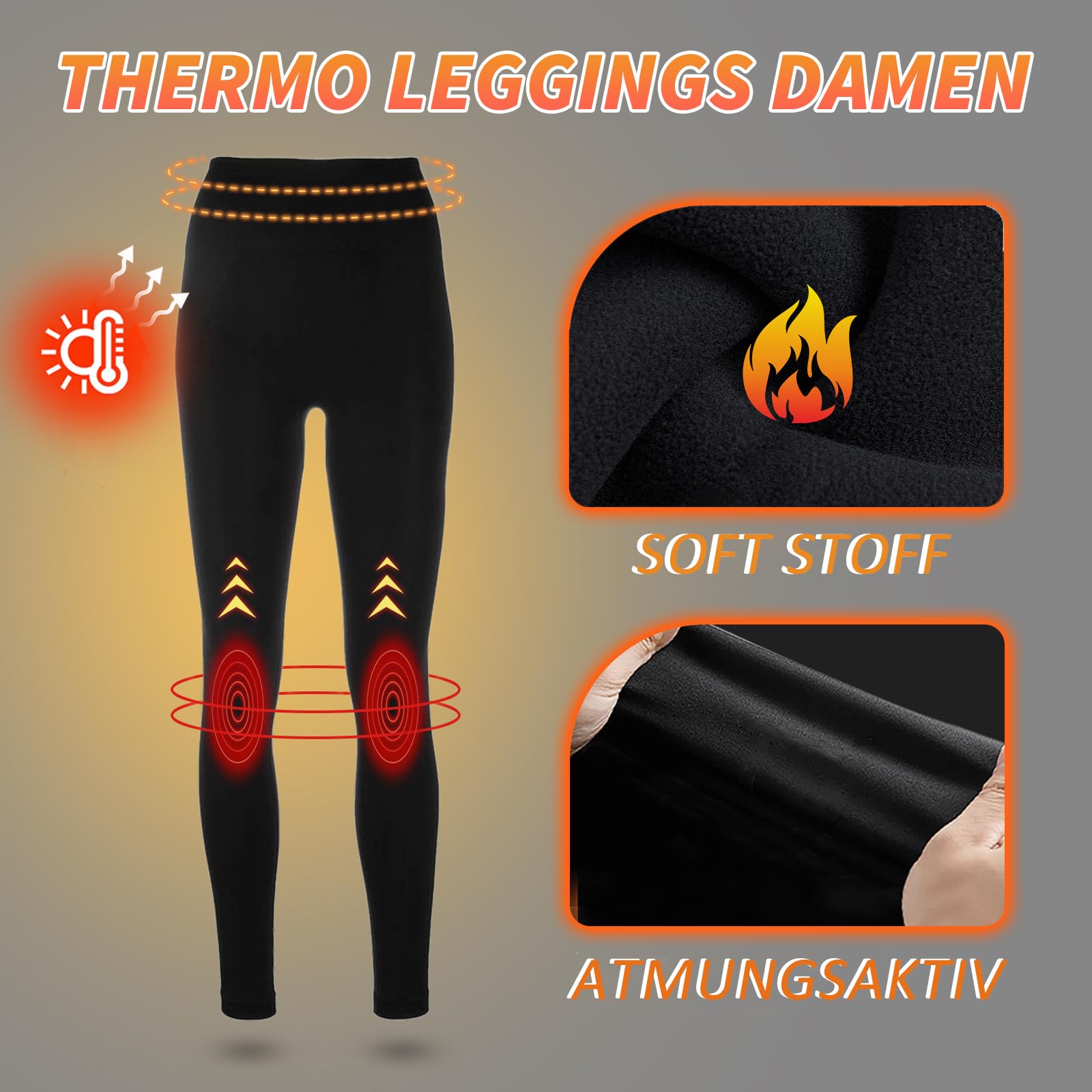 HIPOWER Lot de 3 leggings thermiques pour femme avec poches, leggings doublés, taille haute, en polaire, opaques, noirs, sous-vêtements thermiques, pantalon de course, pantalon de yoga