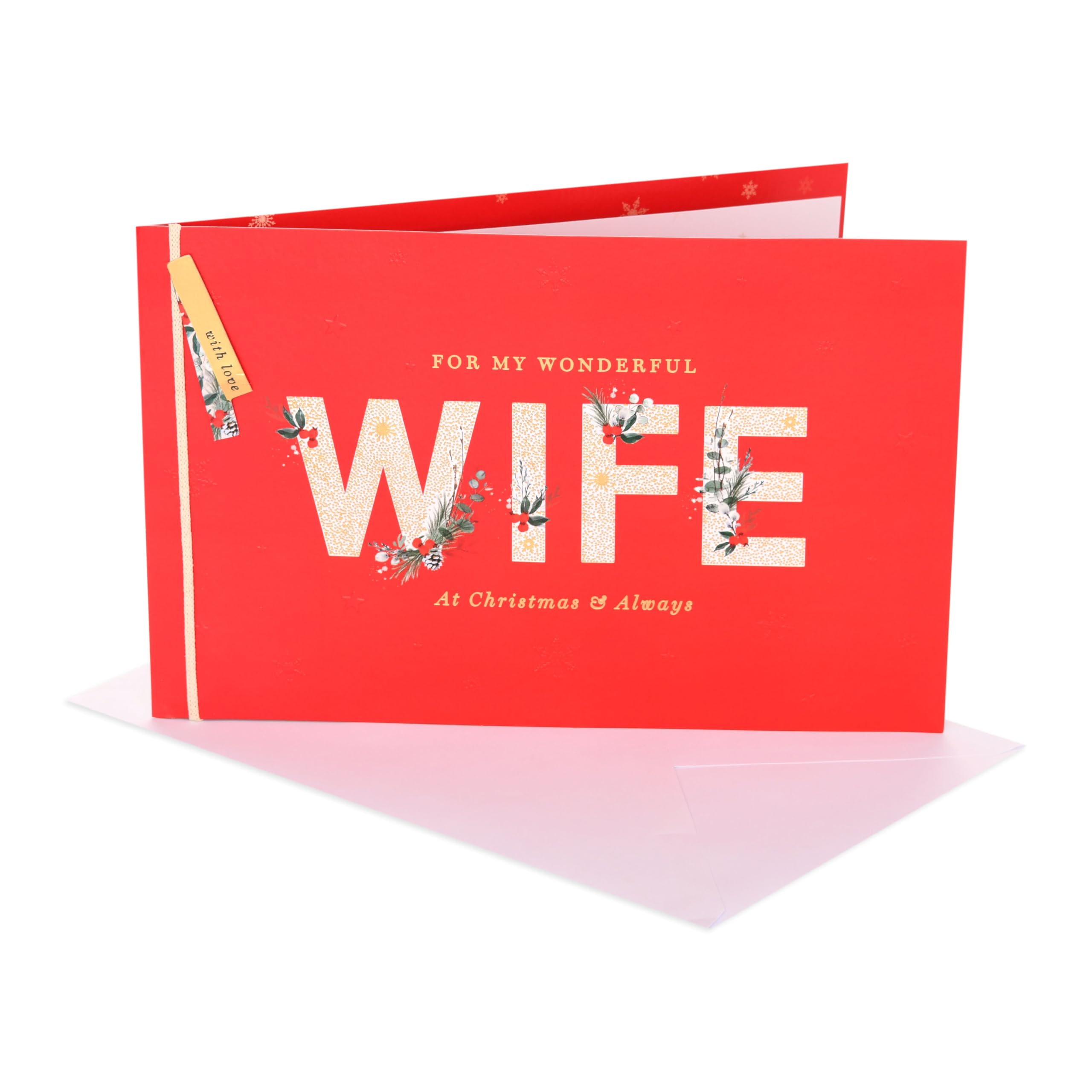 UK Greetings | Christmas Card for Wife | Xmas Presents | Her, Girls, Women | Wife | With Envelope | 16.5 x 25.4 cm