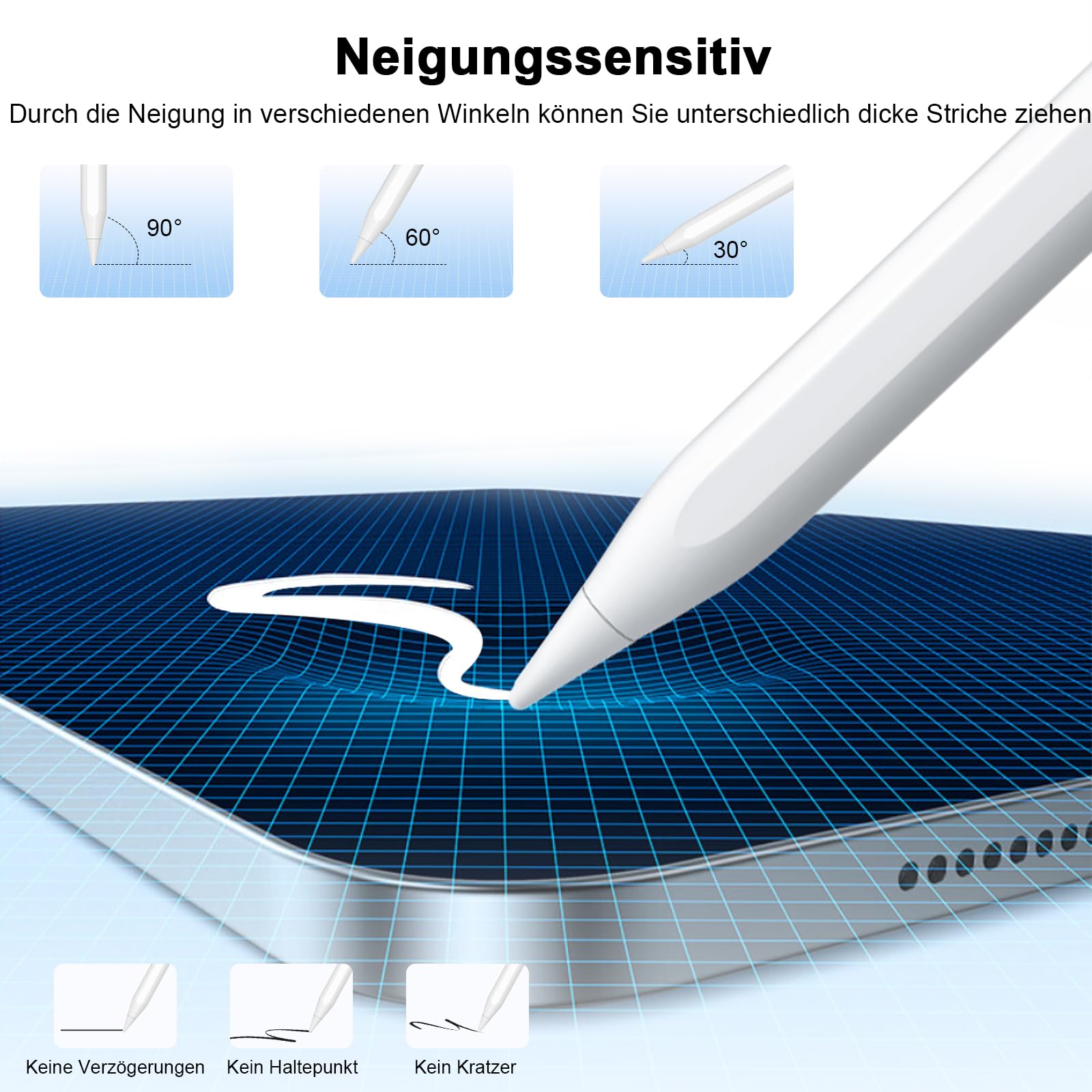 Rysik do iPada (2025-2018): rysik do iPada z wyświetlaczem LED i wydajnością szybkiego ładowania USB-C - Palm Rejection & Tilt Sensitivity - Stylus Pen do i-Pad 6-11, Air 3-5/M2/M3, Pro 11/12.9"/13