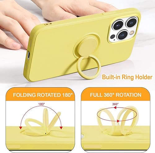 Miniatura 4 de Hython Funda para iPhone 13 Pro Max con soporte de anillo Soporte de anillo giratorio de 360 Soporte magnético Forro de microfibra suave Funda