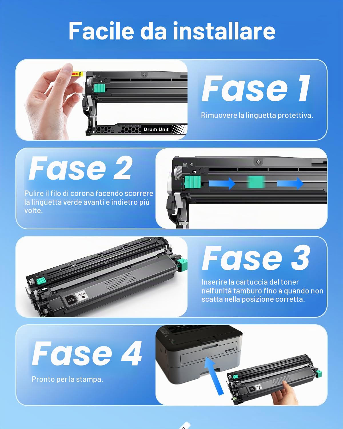 DR248CL Tamburo Compatibile per Tamburo Brother DR248CL Toner per Brother DCP-L3560CDW HL-L3240CDW HL-L3215CW HL-L3220CW MFC-L8340CDW MFC-L8390CDW MFC-L3760CDW MFC-L3740CDW DCP-L3515CDW, 4pack
