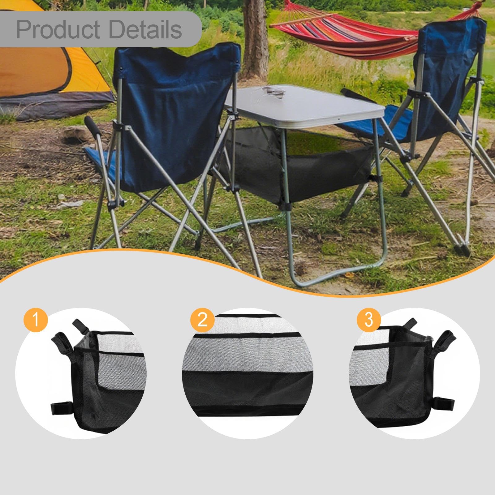 Borsa portaoggetti pieghevole da campeggio, 56 x 56 x 20 cm, in rete, per attrezzi all'aperto, escursionismo, picnic e viaggi, accessorio essenziale portatile per avventurieri