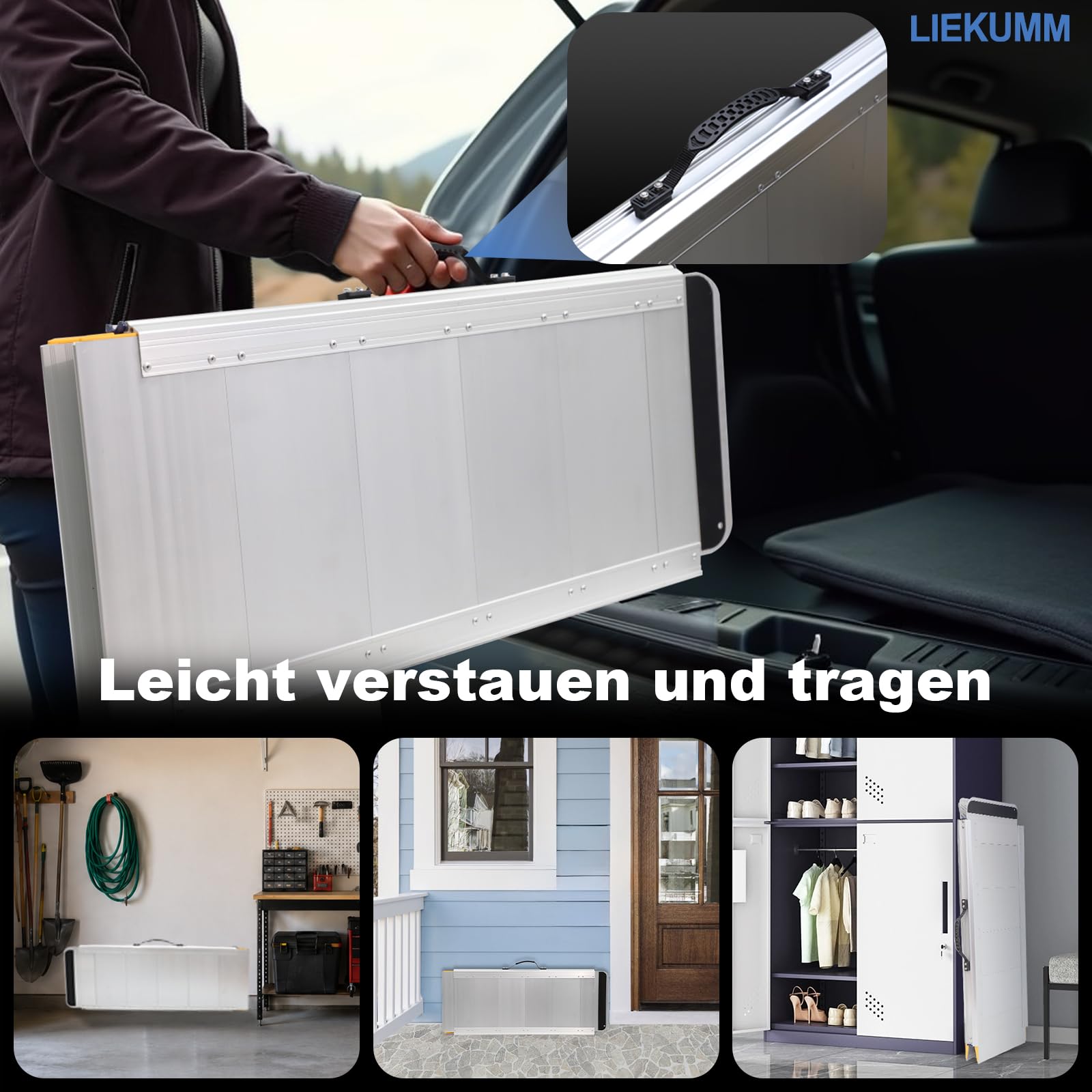 LIEKUMM Rollstuhlrampe 91 x 77 cm, 450 kg Tragkraft Rampe Rollstuhl