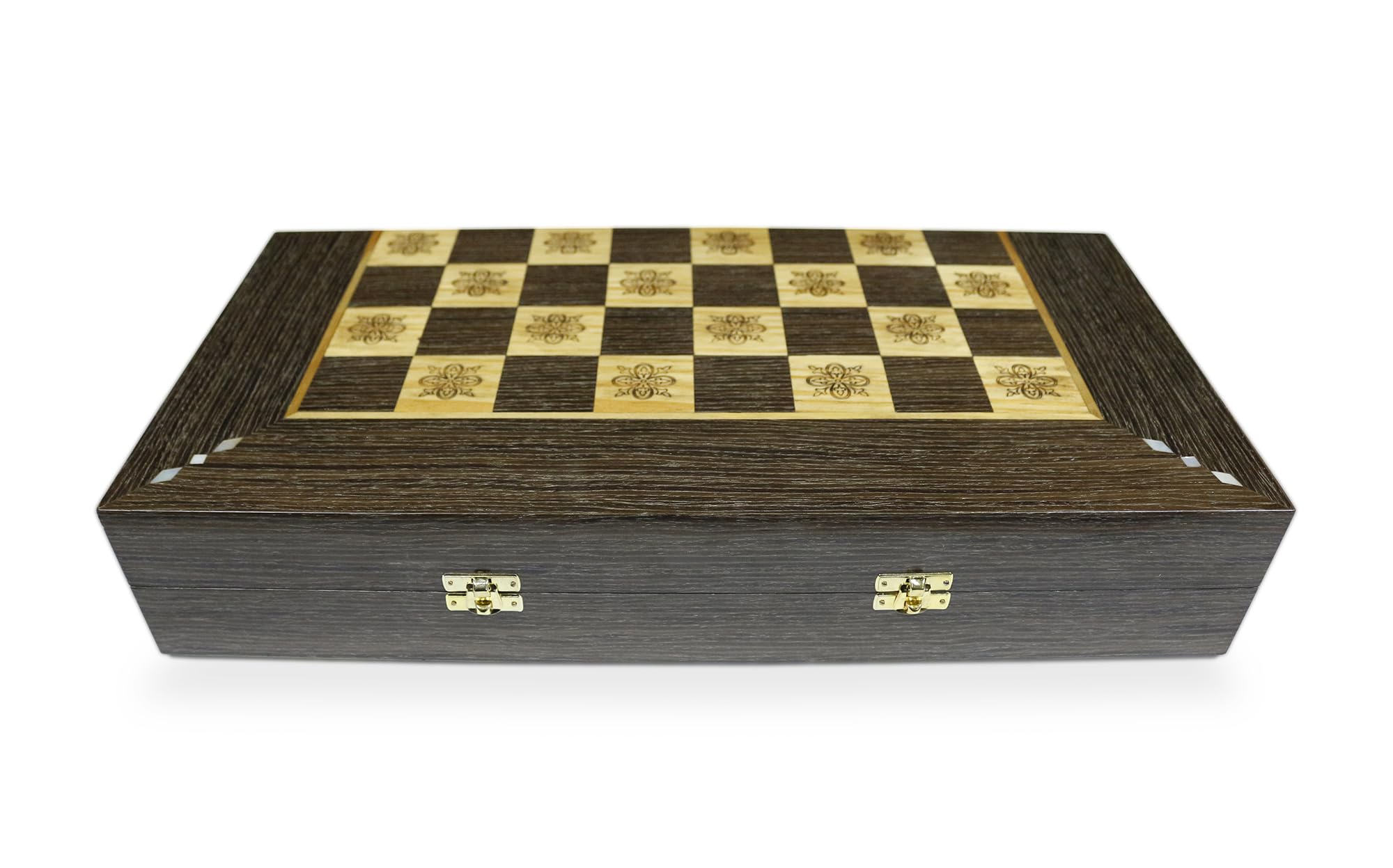 Tavola da backgammon in legno, 50 x 50 cm, con 30 pietre in legno