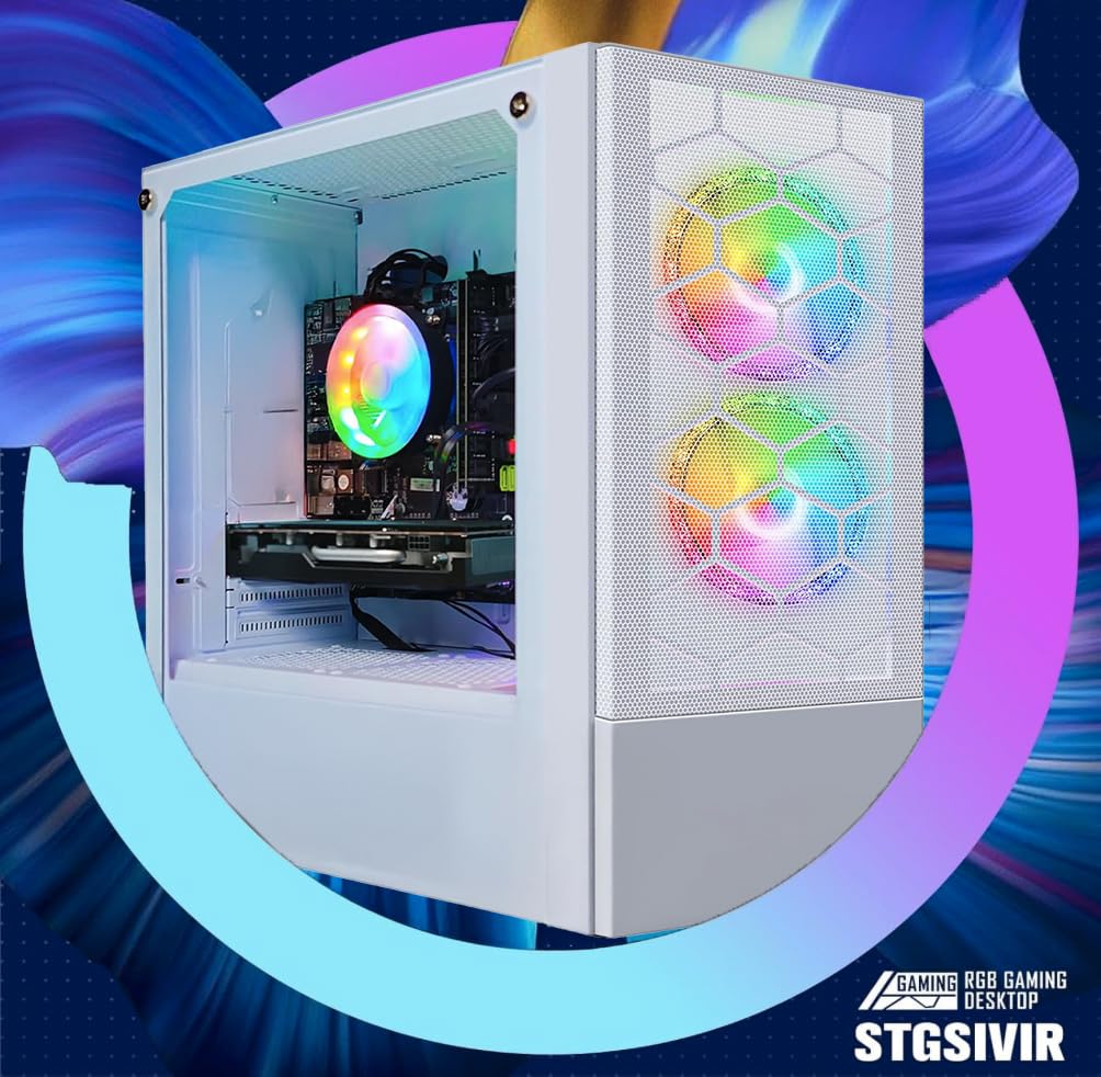 STGsivir PC Gaming, Ryzen 5 3400G, Vega 11,16G DDR4,512G SSD | Ordenador Gaming para Streaming, Edición de Video, Tareas, hasta 4.2 GHz, WiFi 6, BT 5.0, HDMI, Win11 Pro, ARGB