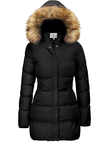 WenVen Women's Winter Thicken Puffer Coat Warm Jacket with Faux Fur Removable Hood