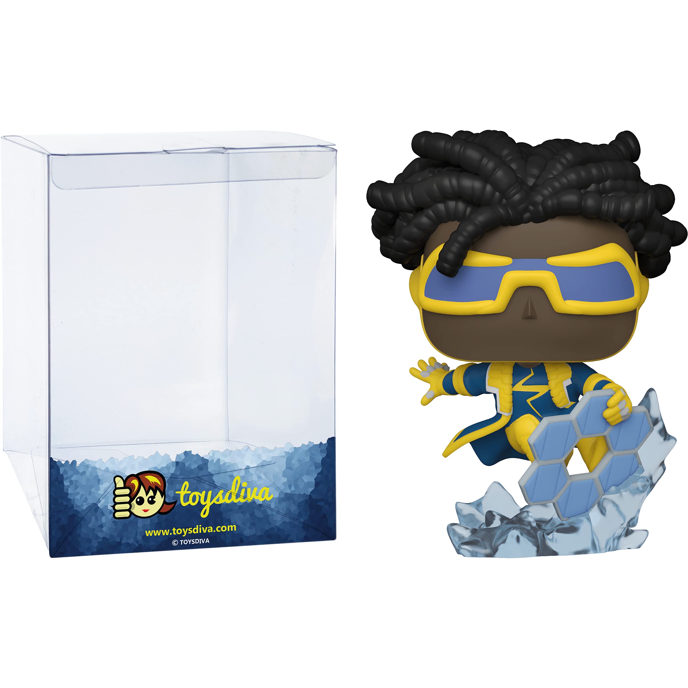 Funko Stati c Shock (Hot Topic Exc): P o p ! Heroes Vinyl Figurine Bundle with 1 Compatible Graphic Protector (387-55080 - B)