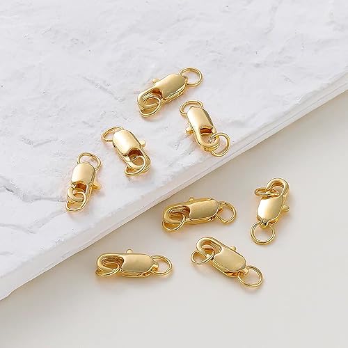 Miniatura 6 de Cierres de langosta para hacer joyas, cierres y cierres de pulsera, 5 cierres de joyería de oro de 18 quilates, cierre de collar, cierres de pinza