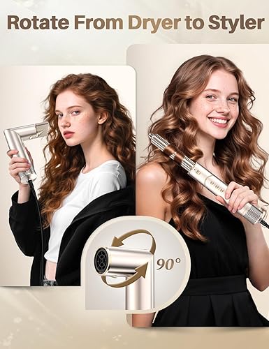 Miniatura 5 de Cepillo secador de pelo 7 en 1, estilizador de cepillo de aire caliente, multiestilizador de alta velocidad de 110,000 RPM, cepillo secador iónico