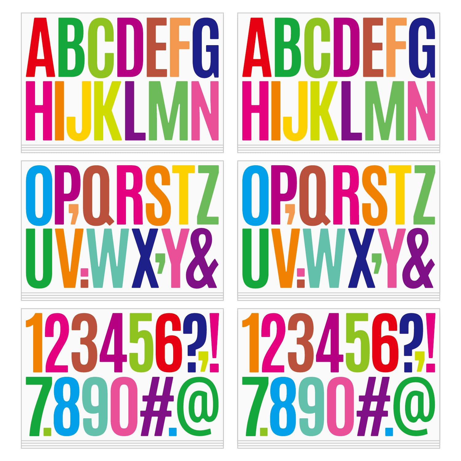 3 Hojas de Vinilo Autoadhesivo Letras Números Kit, Alfabeto Número Pegatinas, Buzón Números Pegatina Calcomanías para Signo, Tazas, Superficies de Coches y Decoraciones de la Ventana (De Color)