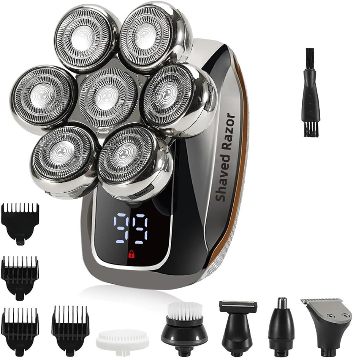 Rasoi elettrici, Rasoio 6 in 1 for Uomo 7D Indipendente 7 Lame Testina Galleggiante Rasoio Elettrico Impermeabile Multifunzione Carica USB Trimmer