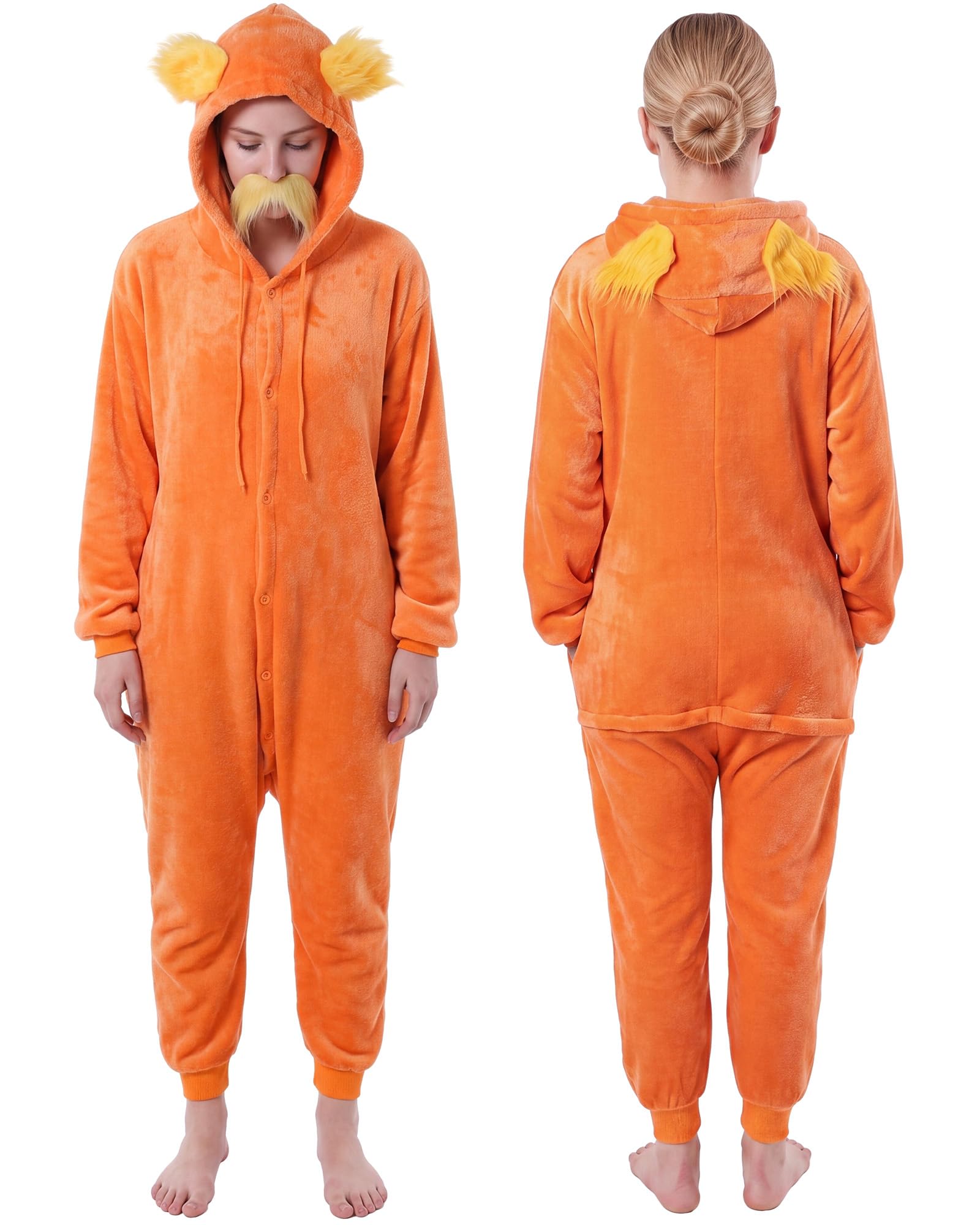 Orange Snug Fit Adult One Piece Pajamas Funny Halloween Costume
