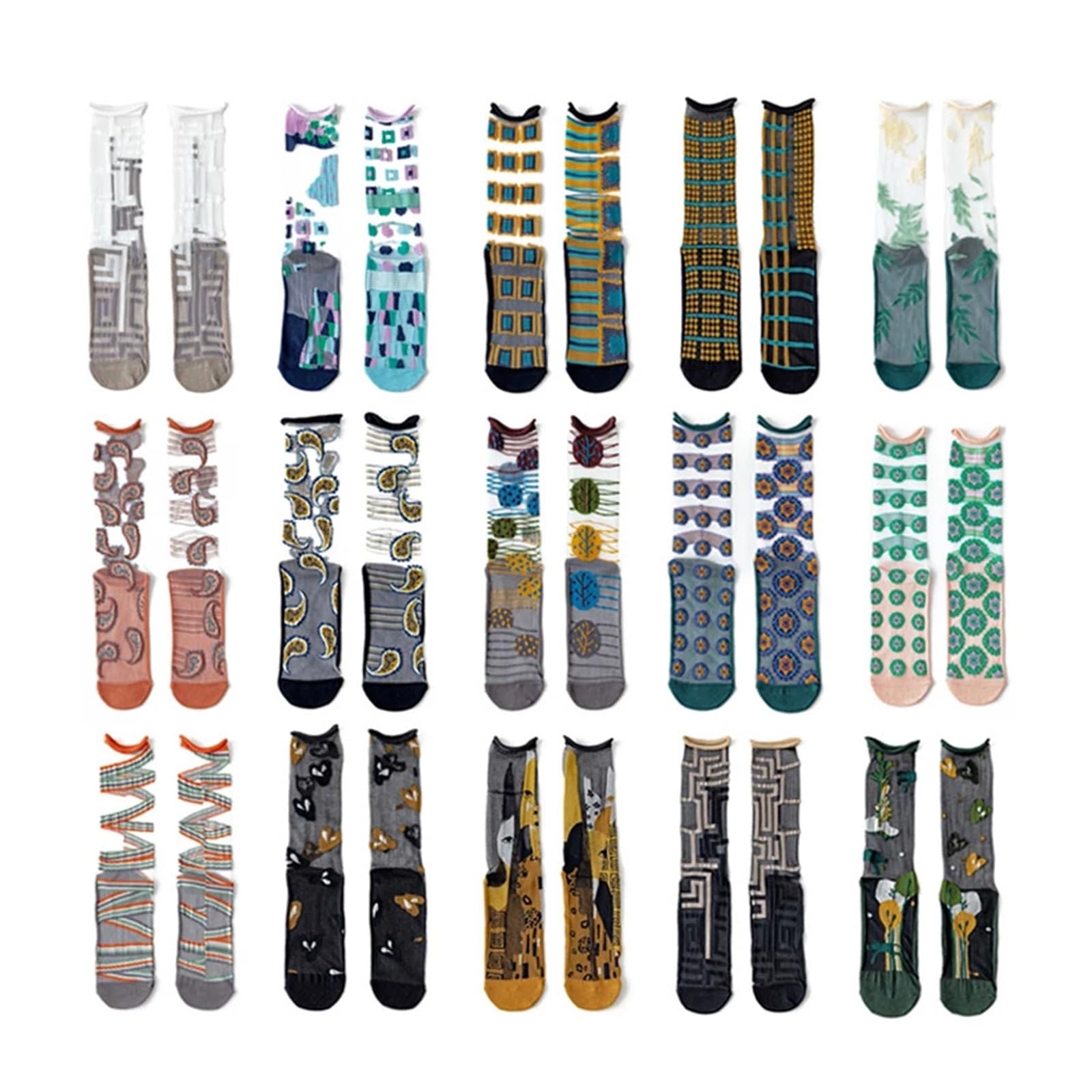 Medias Cortas Mujer 2 pares de calcetines seda cristal transparentes ultrafinos verano con divertidos dibujos animados, lindos largos elásticos