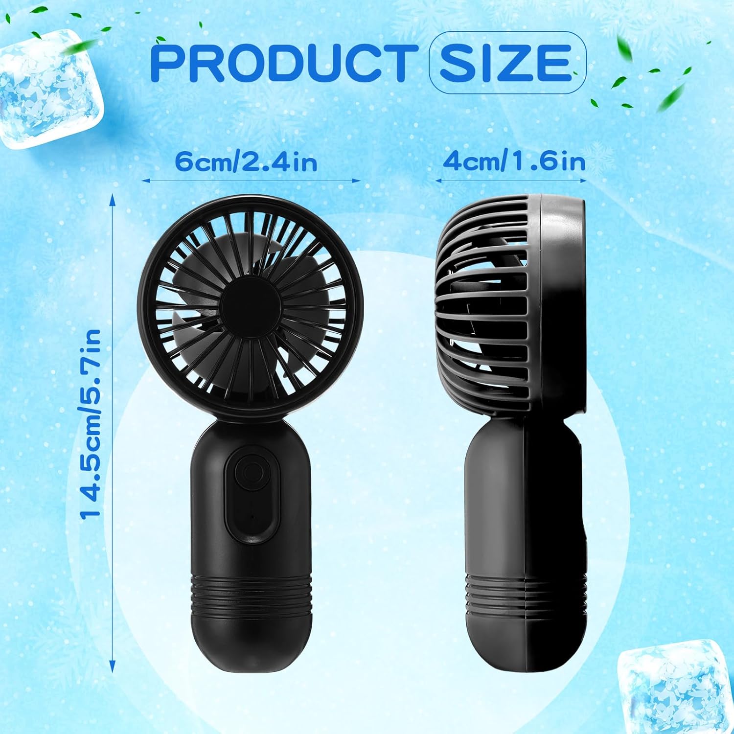 Rossesay 12 Pack Mini Portable Handheld Fan Bulk for Travel 3 Speeds, Rechargeable USB Battery Operated, Small Personal Eyelash Fans for Women Men Indoor Outdoor(Black,Classic Style)