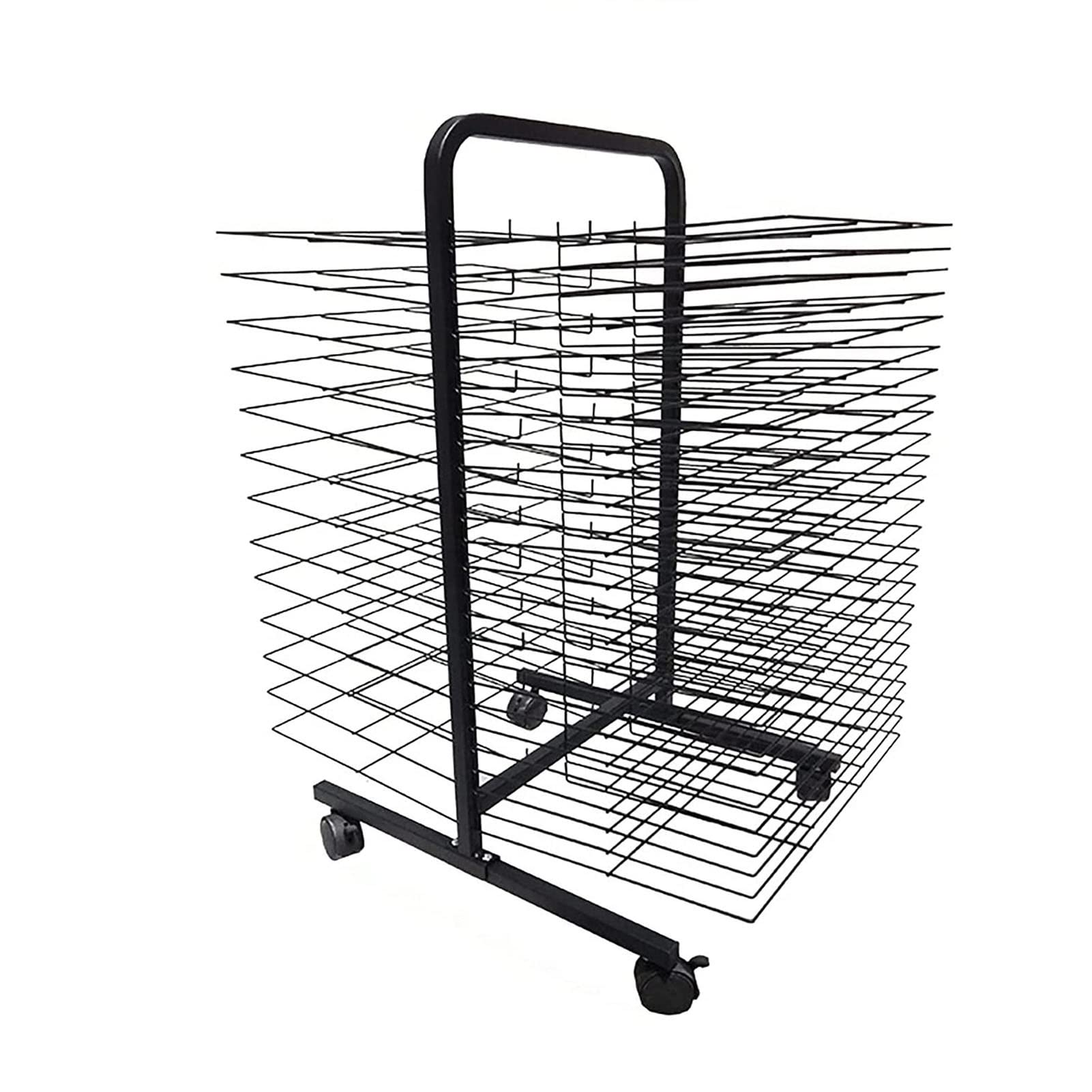 Desktop Art Drying Rack, Metal Steel Double Sided Artwork Drying Rack Wire Shelves, Back To Back Double Sided Mobile Art Drying Rack, For Classrooms Paintings, Art Studios,50 Layers,65*45*42cm