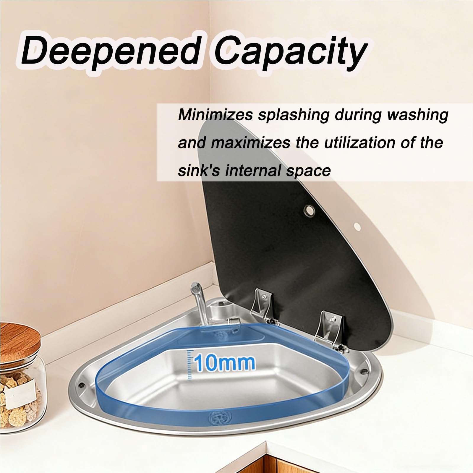 Fregadero Portatil Camping Plateado, Material de Acero Inoxidable 304, Lavabo Caravana con Grifo Plegable y Tapa, Cubeta Individual para Remolques y Caravanas