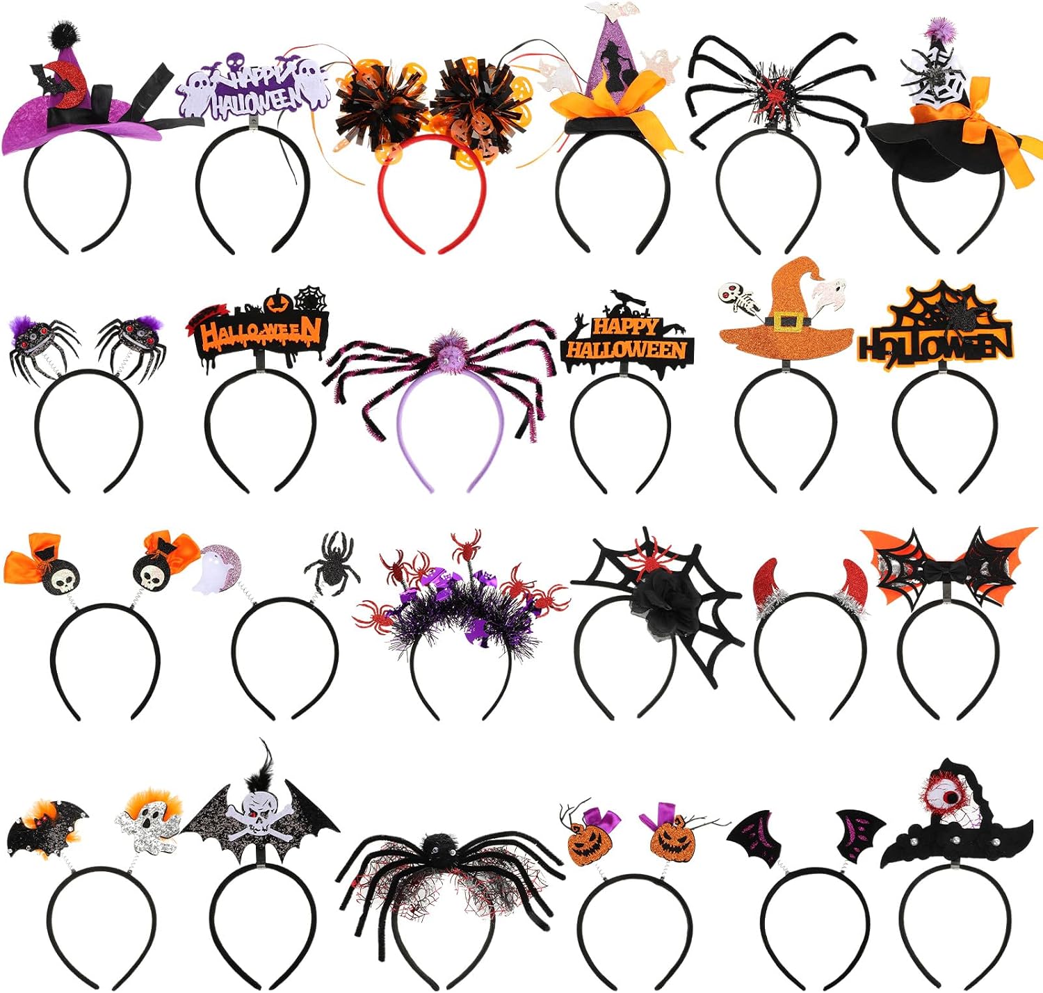 Lyrow 48 Pcs Halloween Headbands for Women Cosplay Costume,Mixed Style