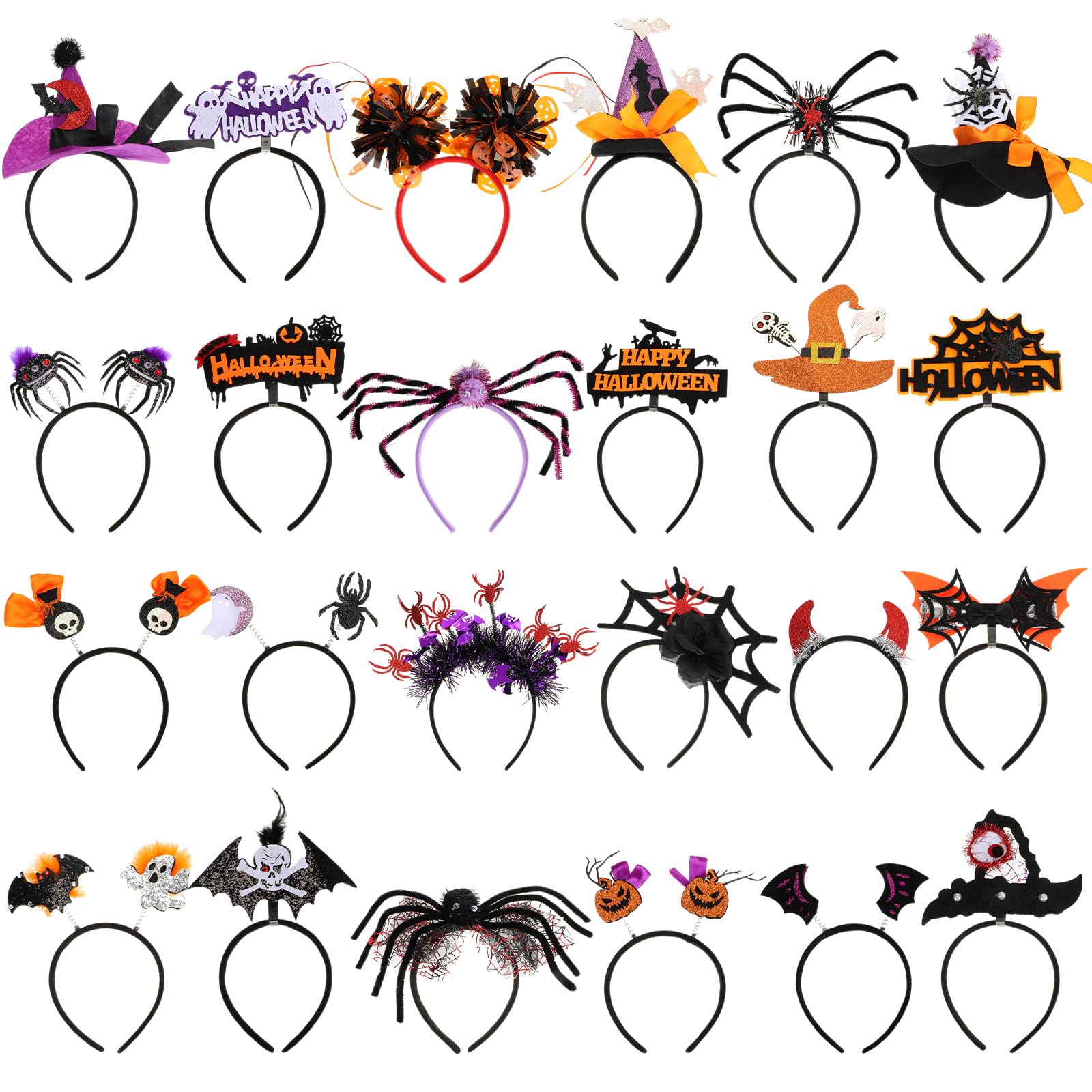 Lyrow 24 Pcs Halloween Headbands for Women Cosplay Costume,Elegant Style
