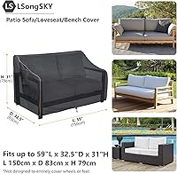 Vista 3 de Funda para sofá biplaza de 2 plazas para exteriores, fundas para sofá de patio que se adapta a hasta 58 pulgadas de ancho x 32.5 pulgadas