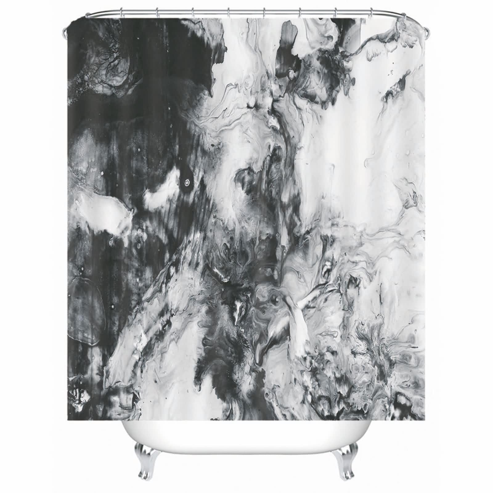 Rideau de douche anti-moisissure et lavable avec motif graffiti noir et blanc