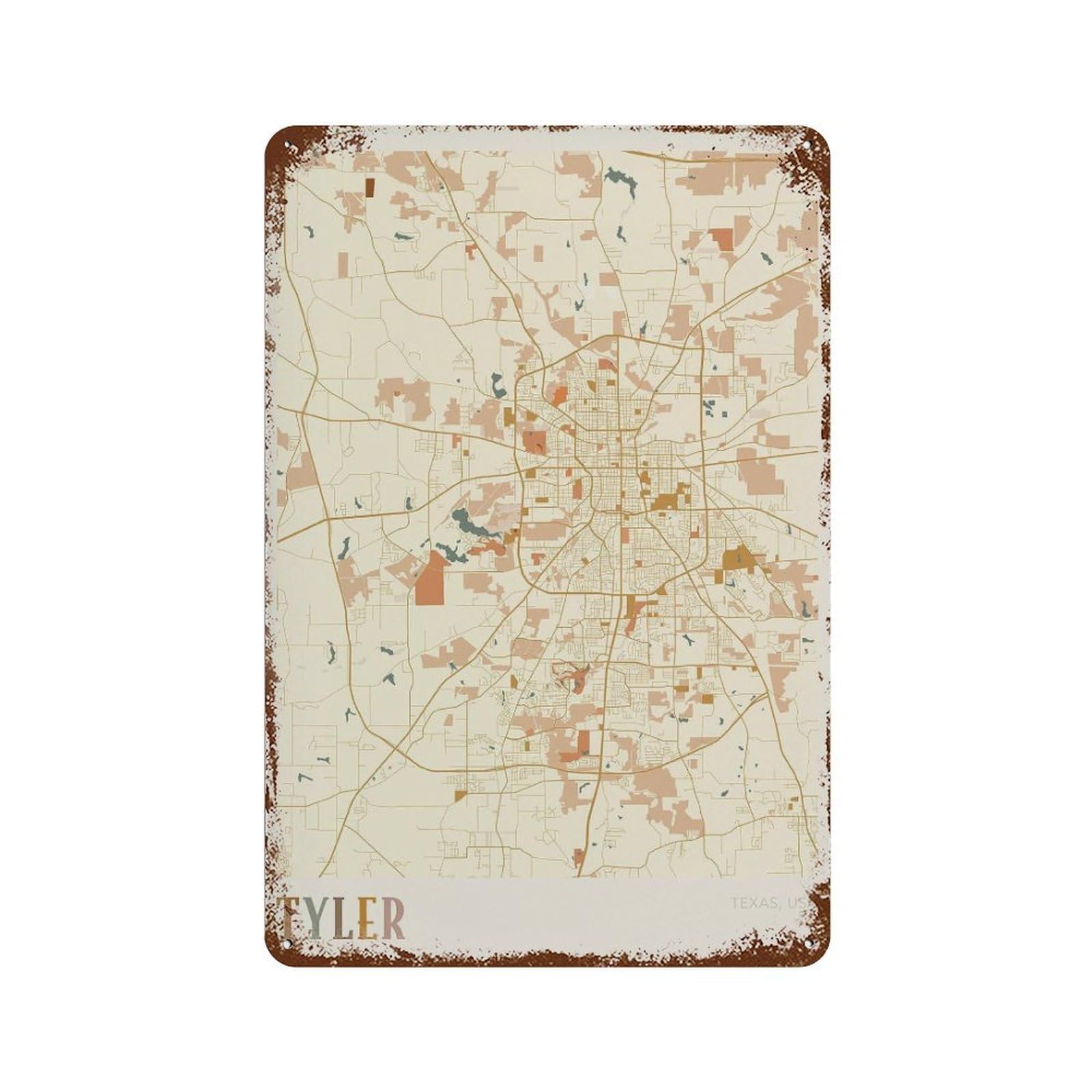 xiaoxiaoshen Tyler Map Texas Travel Gift Boho Wall Decor Art Metal Tin Poster Modern Home Decor Art Home Bar Shop Decorations Vintage Sign 30x20cm