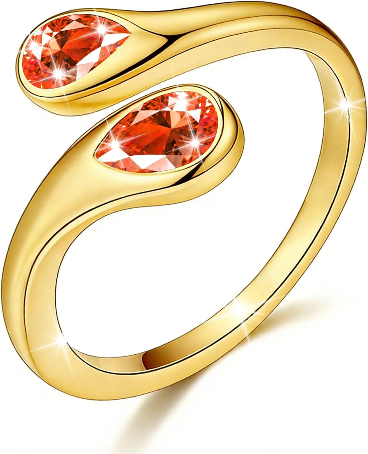 18K Gold Plated Rings for Women Stackable Non Tarnish Knuckle CZ Birthstone Ring