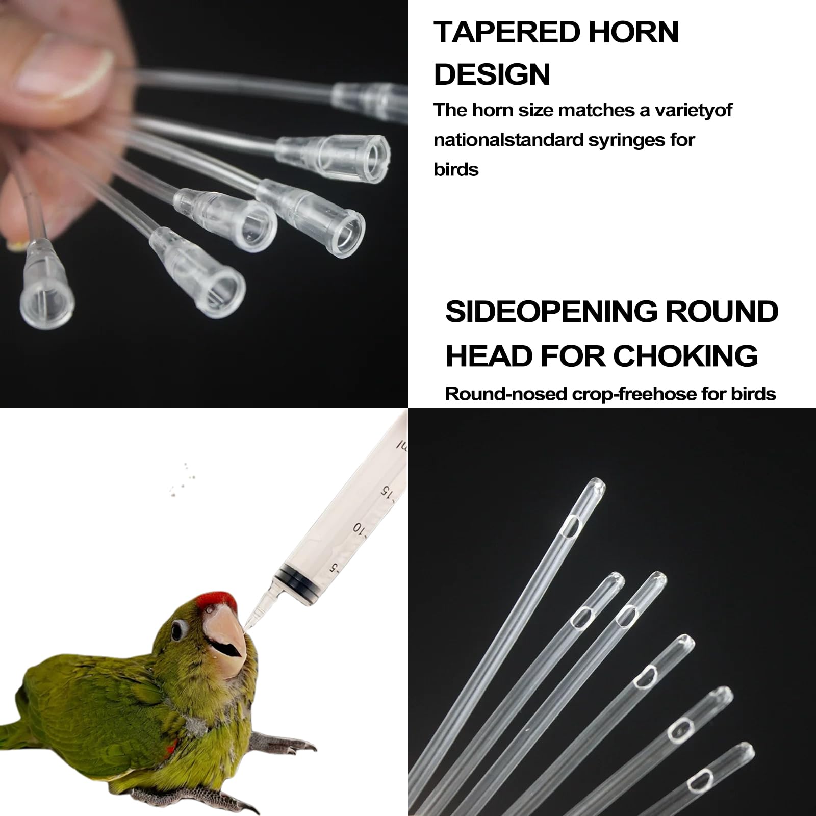 Lot de 12 tuyaux d'alimentation pour jeunes oiseaux - Contient 2 seringues de 10 ml avec tuyau, accessoires pour pigeons - Outil d'alimentation à la main pour bébés oiseaux et perroquets, lait, eau,