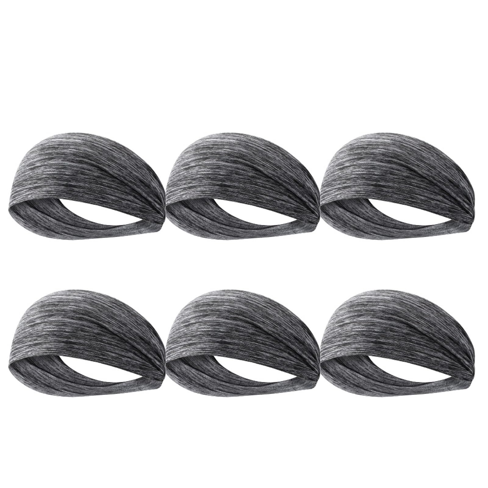 Elastyczna opaska sportowa do włosów, Sports Sweatband Headbands Pack Of 1-10 Black Grey Blue Dark(Grey 6pcs)