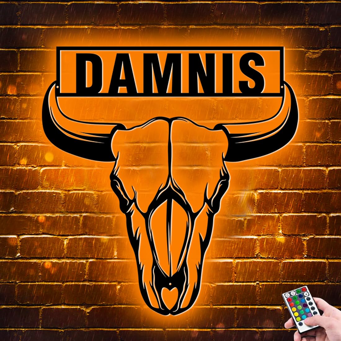 Personalized Dairy Cow Neon Sign for Wall Art, Custom Farmhouse Metal LED Cow Night Light Sign with 16 Colors Changing & USB/Battery Powered, Xmas Party Gifts for Farmers and Cow Lovers (Cow Skull 5)