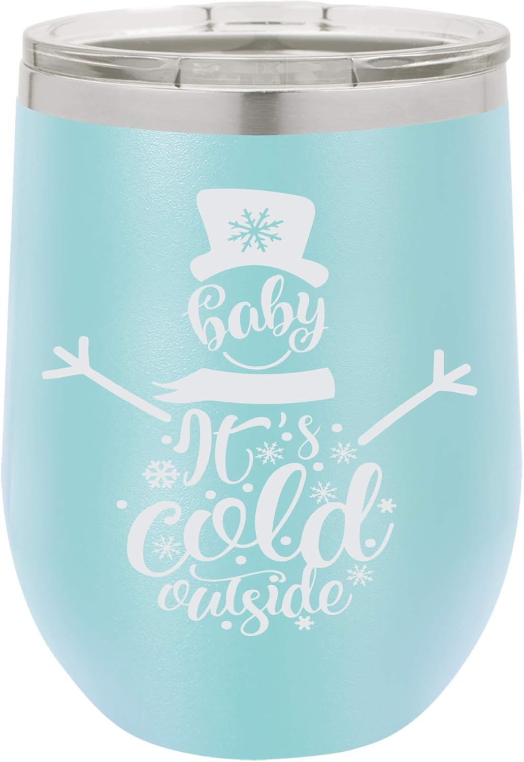 Baby It's Cold Outside Christmas Inspired Engraved Insulated Stainless Steel Wine Tumbler, 12 Oz., Fuschia
