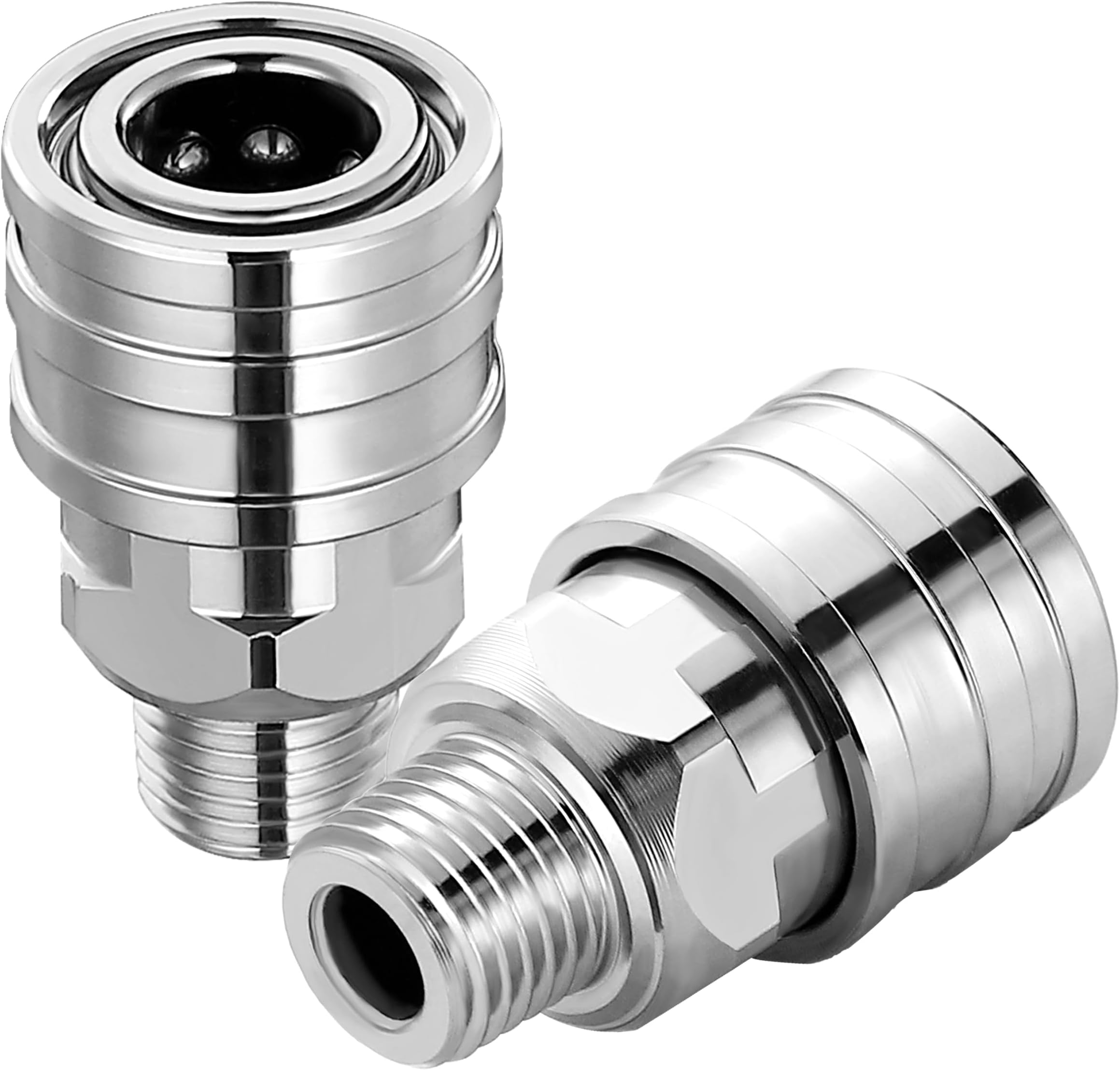 JOEJET 1/4" Pressure Washer Fittings-Stainless Steel Pressure Washer Adapter-1/4" Quick Connect Socket to 1/4" Male NPT Power Washer Coupler-5000 PSI