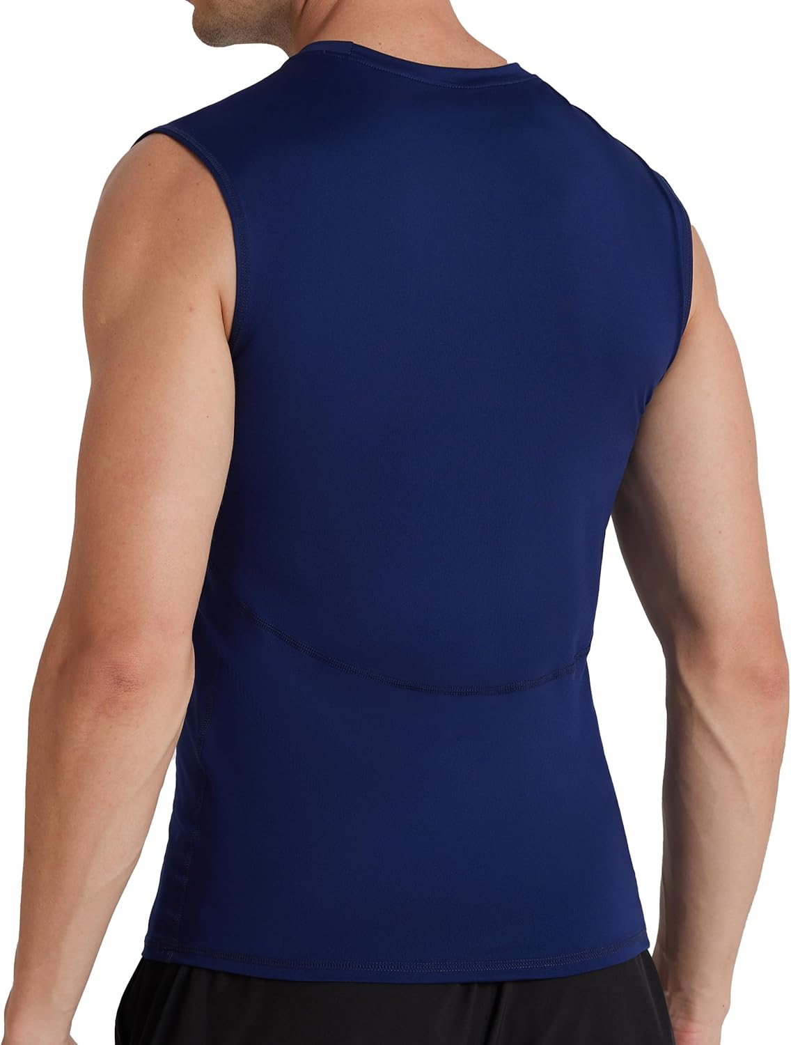 Roadbox 3 Pack Mens Sleeveless Compression Shirt, Cool Dry Athletic Workout Tank Top, Sports Running Gym Base Layer Shirts - Image 2