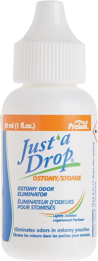 Just a Drop Anti-Odor Ostomy Drops, Lightly Scented, 30 ml, Travel Size Colostomy Deodorizer