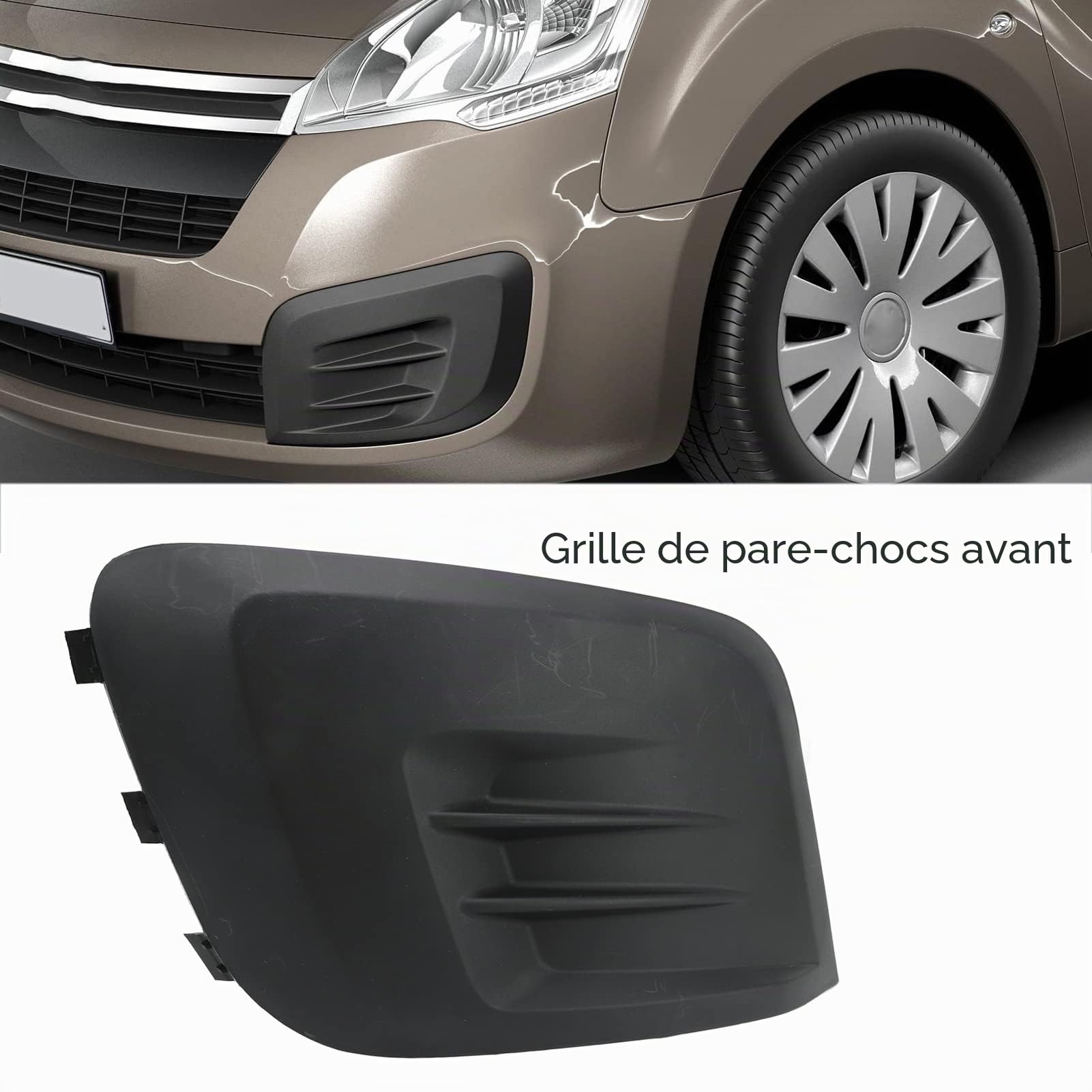 Grille Antibrouillard Droit Berlingo,Pare Choc Avant Noir Berlingo,Grille De Pare-Chocs Avant,Grille De Pare-Chocs Avant Droit Côté Passager 1613564580 Rempment Pour Berlingo Sans Phares Antibrouillar