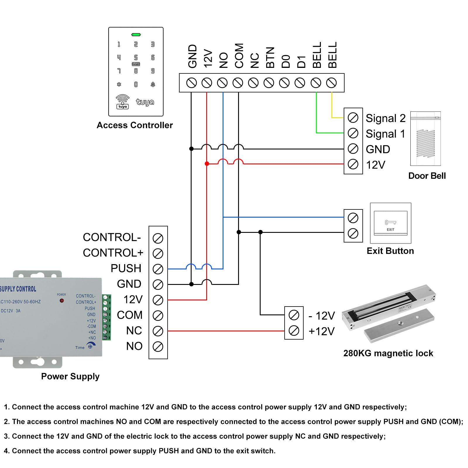 Serrure électromagnétique pour porte simple 280 kg Force de maintien 12 V NC pour système de contrôle d'accès Serrure magnétique à porte unique