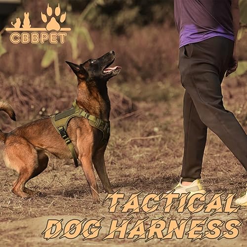 Miniatura 3 de CBBPET Arnés táctico para perro sin tirones, arnés militar reflectante para perro, chaleco táctico para perro con asa molle y resistente, clip