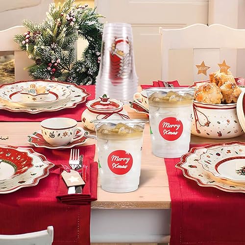 Miniatura 7 de LDIWEE 50 vasos de fiesta de Navidad de 16 onzas, vasos de Navidad desechables para niños y adultos, 4 diseños en 1 taza, vasos de plástico