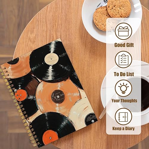 Miniatura 7 de Likjad Cuaderno de vinilo vintage con espiral de 5.5 x 8.3 pulgadas, regalos de música para escribir, regalos para amantes de los discos de vinilo,
