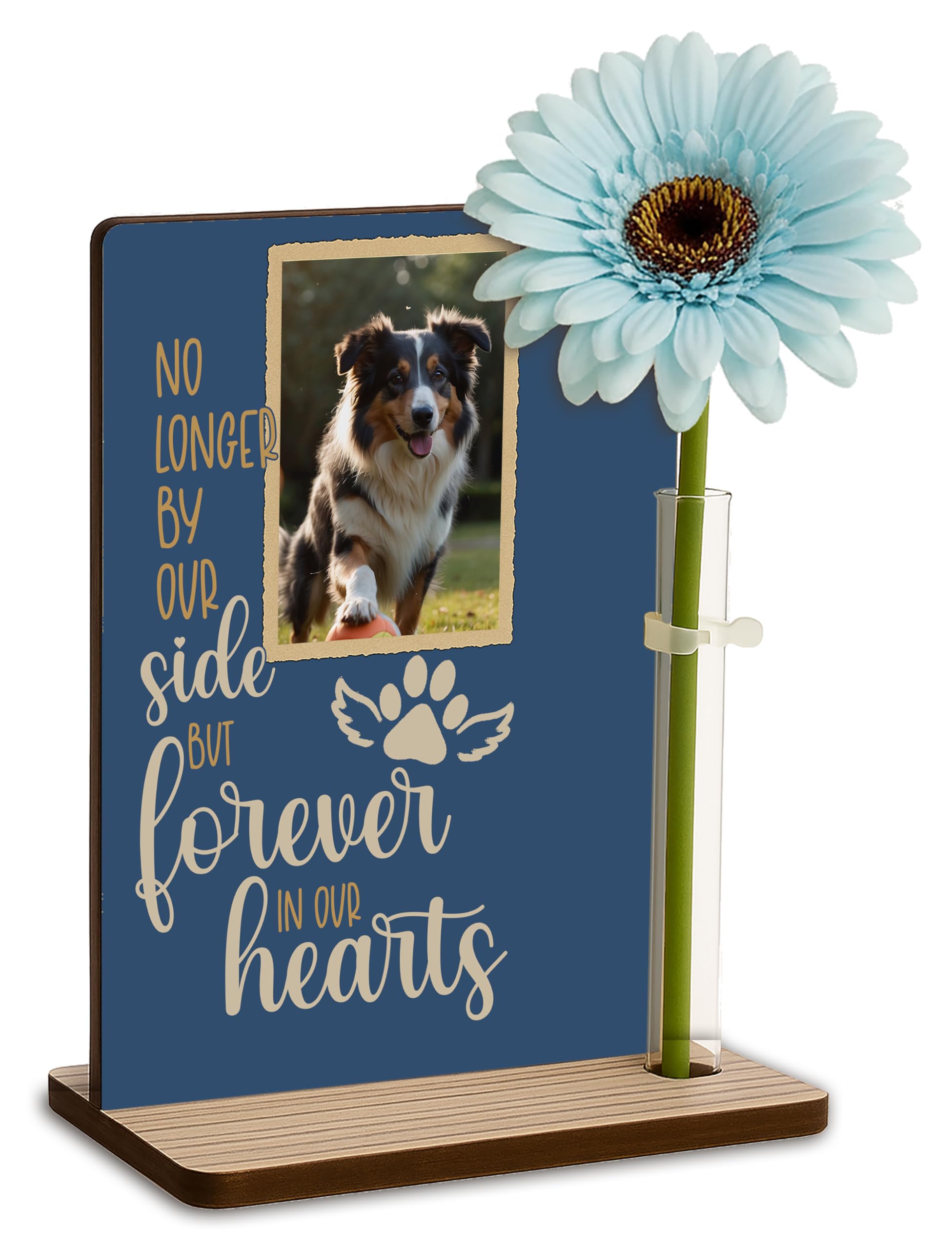 The Plum Penguin By Our Side (Blue) Personalised Pet Memorial Freestanding Photo Plaque Dog Memorial Cat Memory Frame Pet Bereavement Gift (By Our Side (Blue))