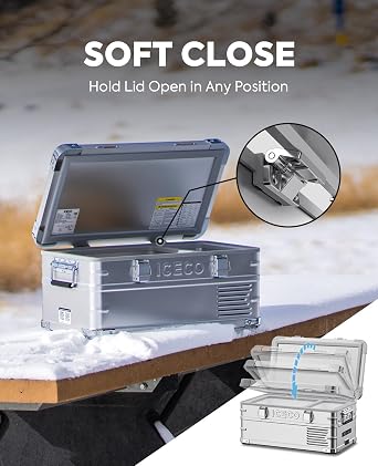 ICECO APL20 12 Volt Refrigerator, 21 Qts Aluminum Portable Freezer, Electric Cooler with SECOP Nano Compressor, Single Zone Car Fridge for Travel, Camping,4F~68F, Powered by AC/DC or Solar