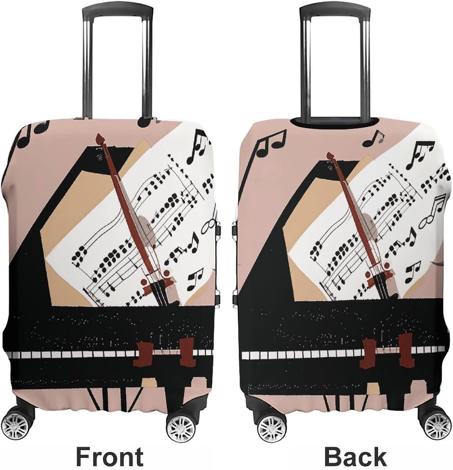 Piano Violin Music Notes Luggage Cover Washable Elastic Suitcase Cover, Anti Scratch Personalized Suitcase Protectors, Fashion Baggage Covers For Travel image 3