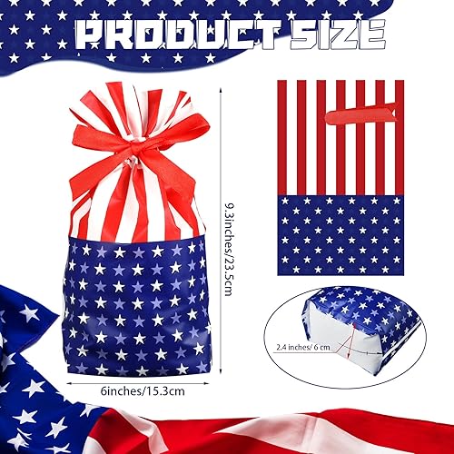Miniatura 2 de Ctosree 40 bolsas de regalo de la bandera estadounidense, bolsas de regalo del 4 de julio, bolsas de dulces del Día de la Independencia, bolsas de