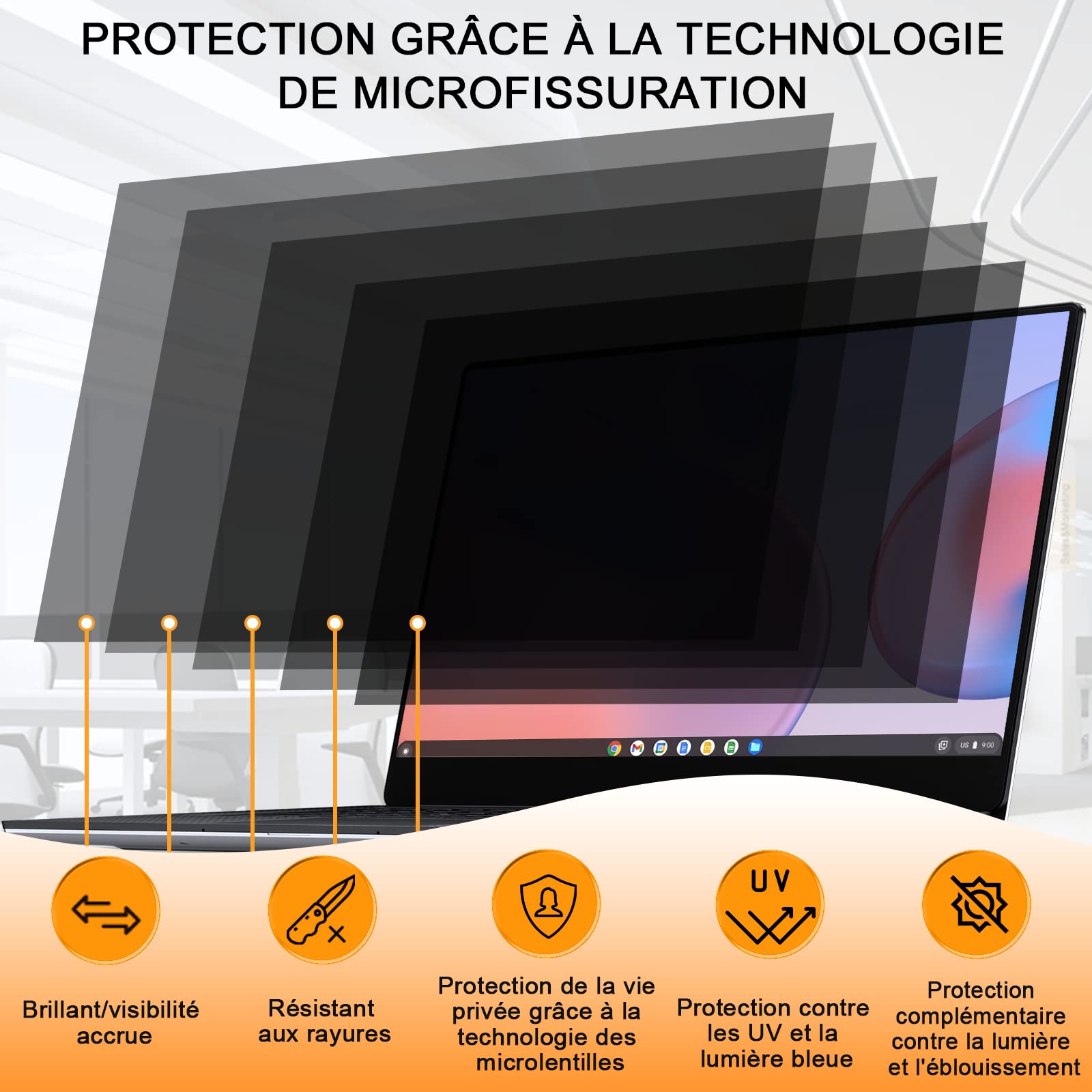 MokaZii Nano-Adsorption Filtre De Confidentialité 13.3" 16