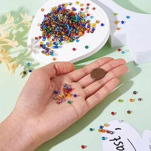 Miniatura 4 de Craftdady 60 Cuentas de semillas de vidrio de 0.157 in aproximadamente 4500 piezas transparentes con forro de plata pequeña redonda cuentas