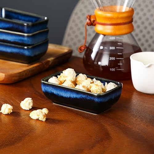 Miniatura 6 de vancasso Stern - Tazones de inmersión de 6 onzas, plato de cerámica para salsa de soja de 4.5 pulgadas, platos laterales rectangulares, platos