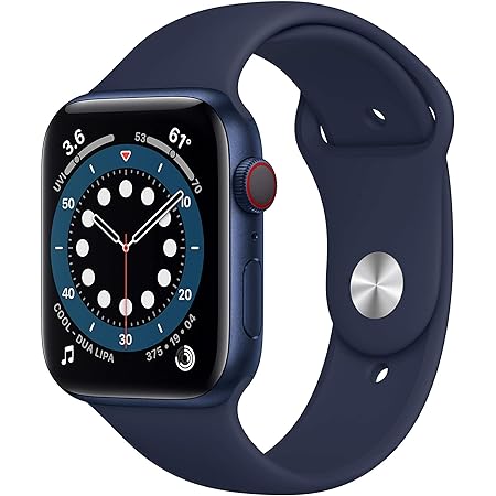 Apple Watch Series 6 (GPS + Cellular, 44mm) - Blue Aluminum Case with Deep Navy Sport Band (Renewed)