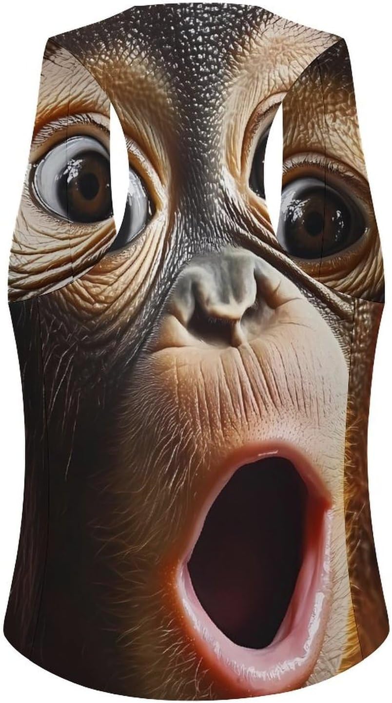 Orangutans Monkeys Big Face Women's Tuxedo Waistcoat Suit Vest | 3 Button V-Neck Slim Fit Casual Sleeveless Top