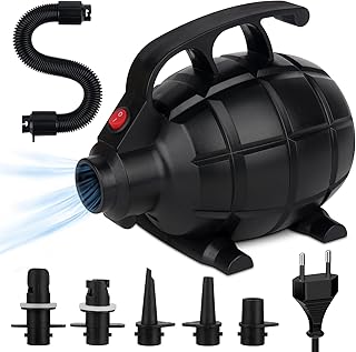 Mineup Elektrische Luftpumpe,600W Luftmatratze Pumpe,Luftpumpe für Matratzen Elektrisch, Luftmatratzenpumpe mit 5 Düsen, Air Pump für Matratze Aufblasbarer Pool Schwimmring