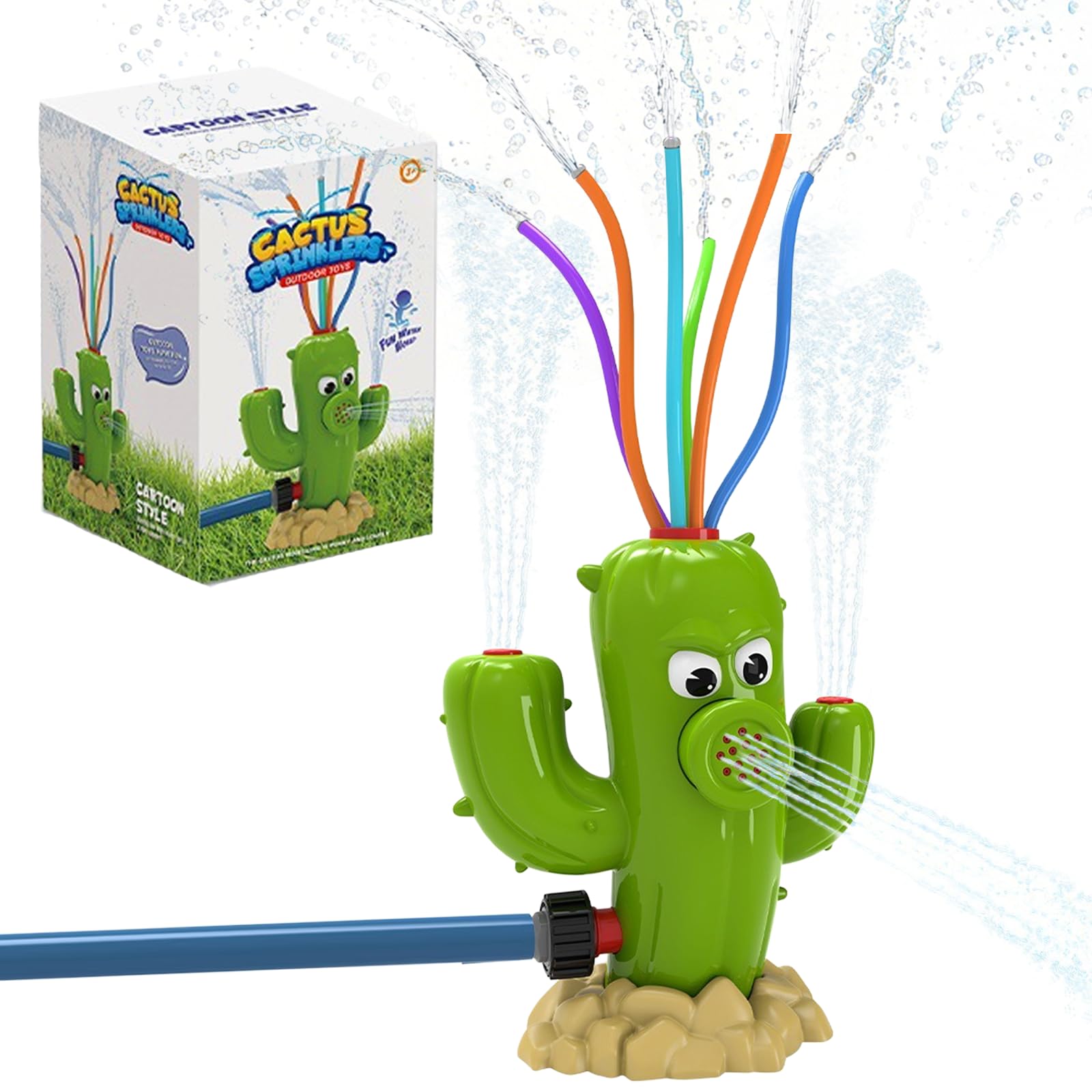 Water Spray Sprinkler for Kids Cactus Garden Water Sprinkler Colored Hoses