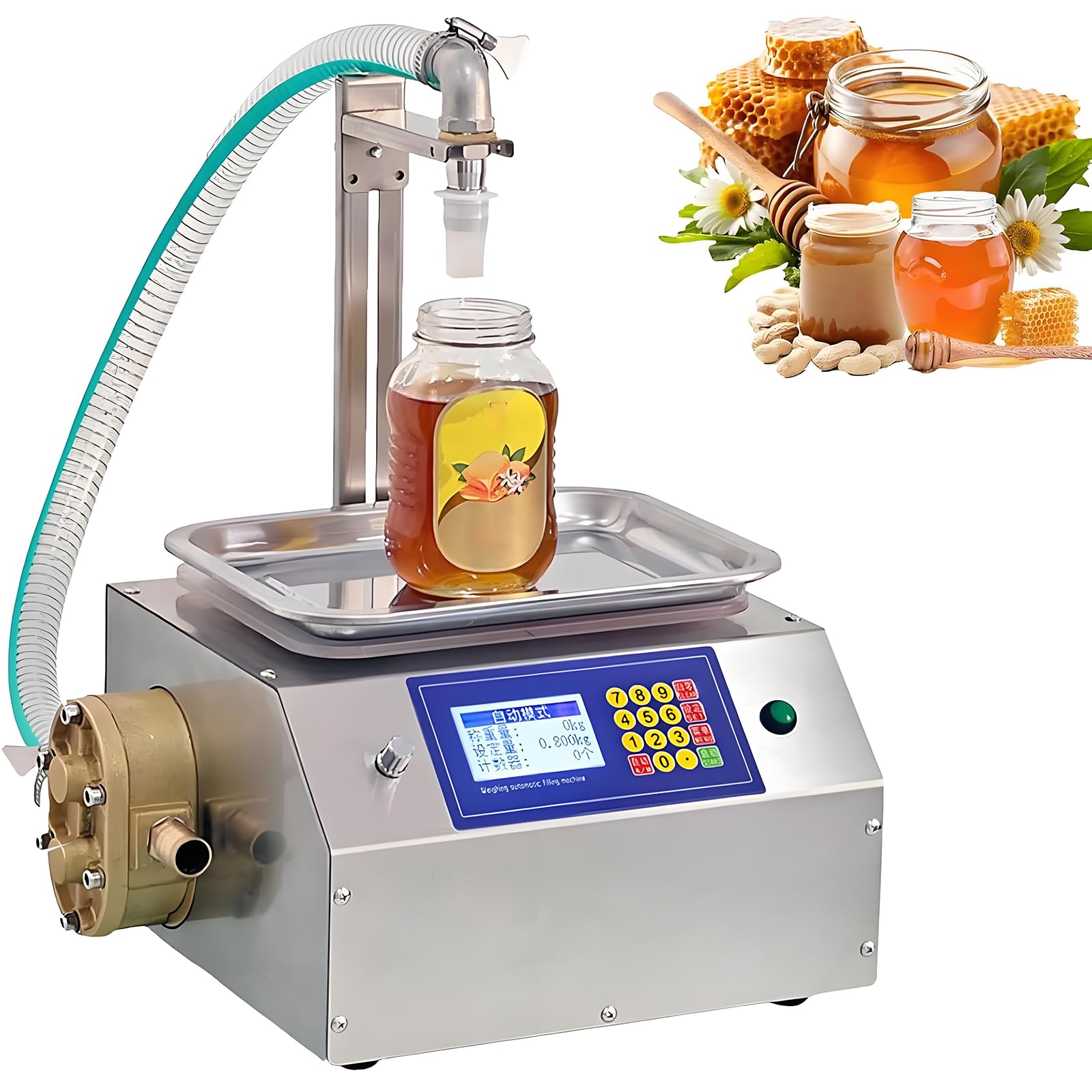 Viscous Liquid Filling Machine Automatic Filling Machine 10g-10kg Weighing Bottle Filler 7L/min Large Flow Rate Liquid Filler Machine for Laundry Detergent, Detergent, Gel, Honey BrassGearPump